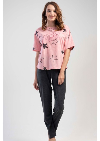 Düşük Omuzlu Kısa Kol Pijama Takım