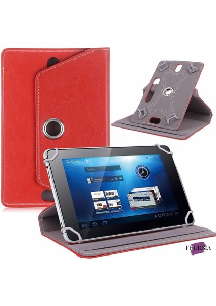 Casper Via L30 10.1 Inç Uyumlu Fuchsia 360° Dönebilen Standlı Kapaklı Universal Tablet Kılıfı Kırmızı