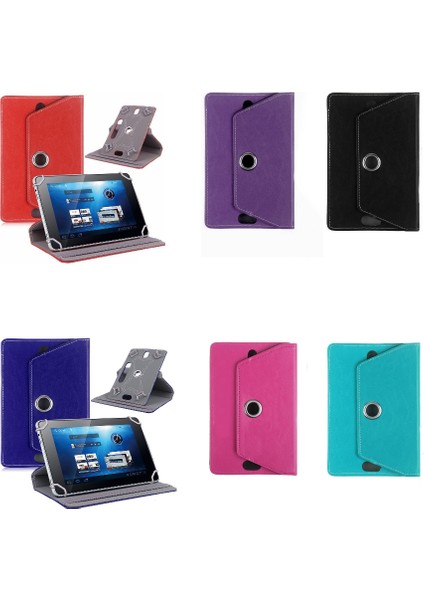 Casper Via L30 10.1 Inç Uyumlu Fuchsia 360° Dönebilen Standlı Kapaklı Universal Tablet Kılıfı Kırmızı