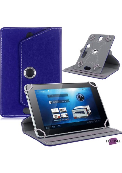 Casper Via S48 8 Inç Uyumlu Fuchsia 360° Dönebilen Standlı Kapaklı Universal Tablet Kılıfı Lacivert