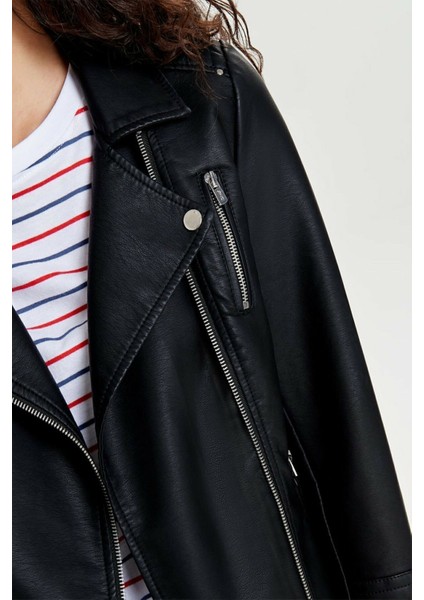 15153079 Biker B.beden Deri Ceket Black fırsatları