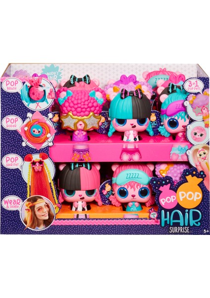 Pop Sürpriz Saçlar 3'ü 1 Arada Pembe Saçlı Turkuaz Bandanalı fırsatları