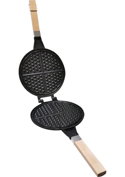 T-0598 Döküm Ahşap Saplı Waffle Tavas 20 cm.