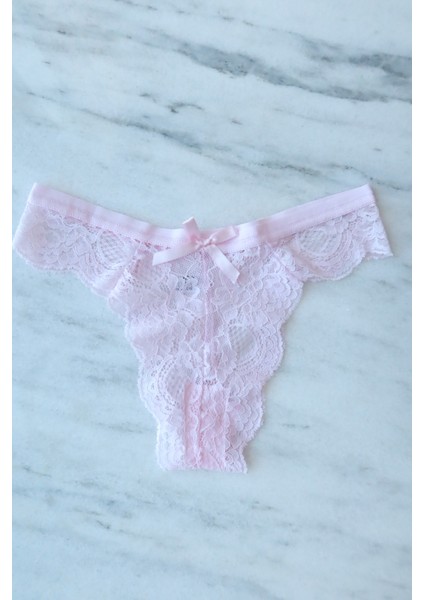 Kadın Pembe Dantel Tanga