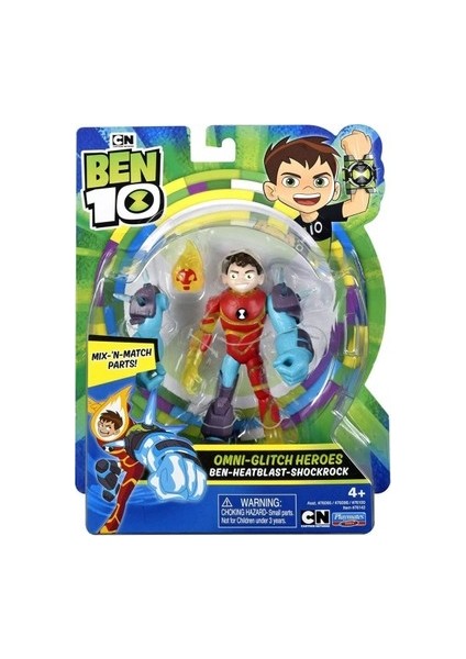 Ben 10 Aksiyon Figürleri  S1 W13 Omniglitch Ben-Headblast-Shockrock