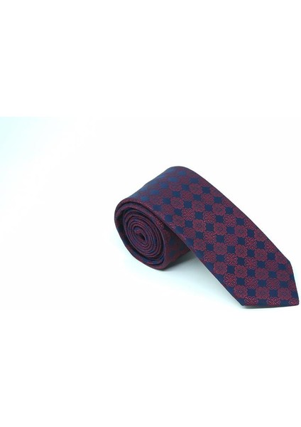 Bordo Lacivert Motif Desen Kravat Mendil Set