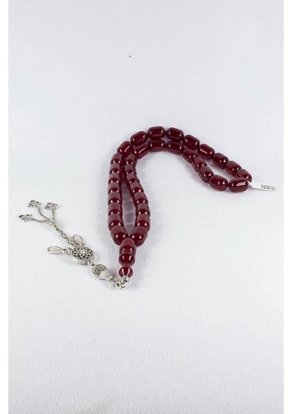 Kapsül Kesim Ağa Boy Bordo Sıkma Kehribar Tesbih