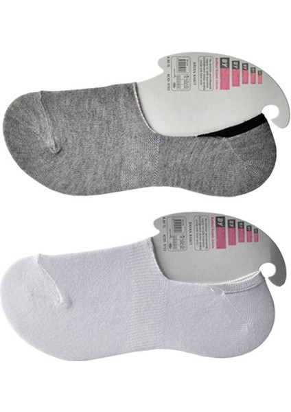 Gri ve Beyaz Kadın Babet Çorap 6 Çift modelleri