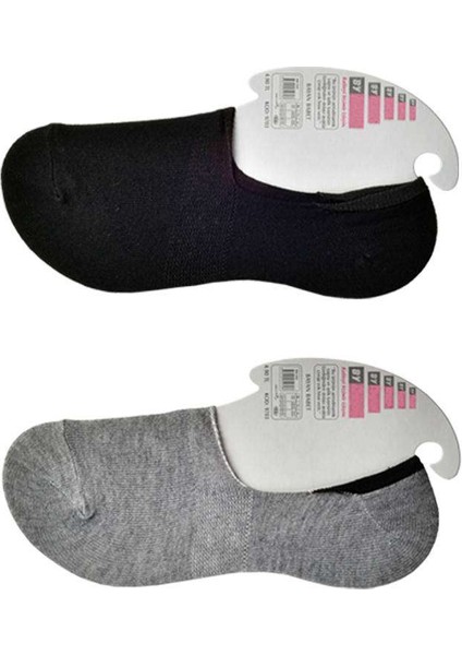 Siyah ve Gri Kadın Babet Çorap 6 Çift modelleri