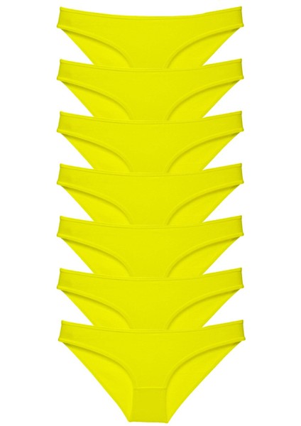 7 Adet Süper Eko Set Likralı Kadın Slip Külot Sarı