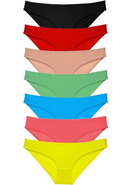 7 Adet Süper Eko Set Likralı Kadın Slip Külot Çok Renkli