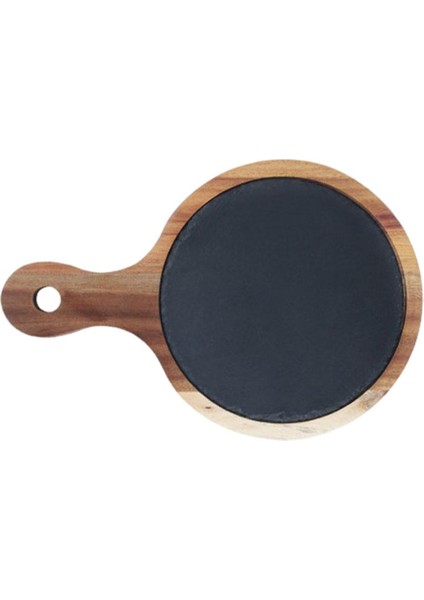 Pizza Kabuğu Kolu Ile Yuvarlak Servis Tepsi Biftek Tepsisi Mutfak Izgara Biftek 30X20X1.5 cm