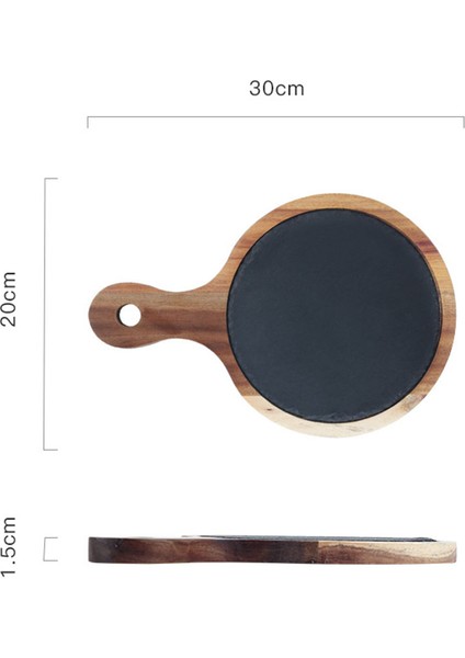 Pizza Kabuğu Kolu Ile Yuvarlak Servis Tepsi Biftek Tepsisi Mutfak Izgara Biftek 30X20X1.5 cm indirimleri