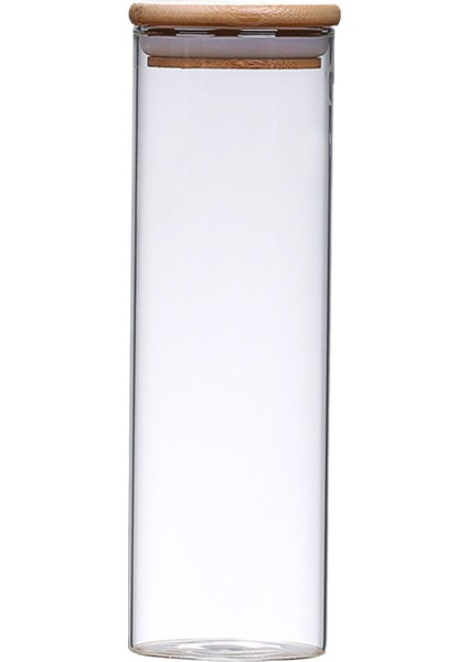 Cam Kavanoz Bambu Kapak Gıda Saklama Kabı Pirinç Şeker Tahıl 6.5X20 cm 6.5X20 cm 650ML Için (Yurt Dışından)