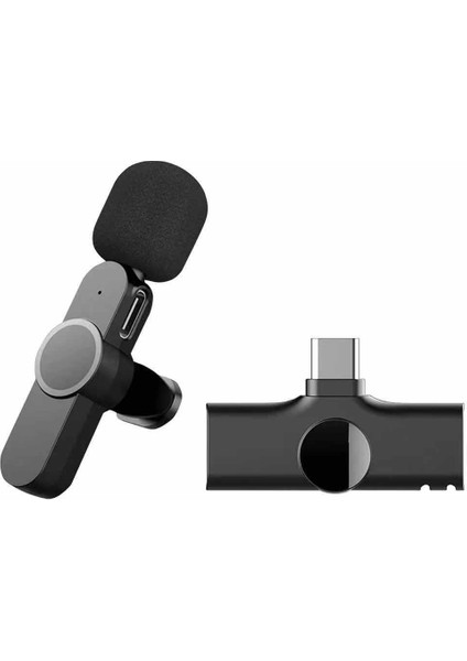 HK-200A Type-C Uyumlu Wireless Youtuber Kablosuz Yaka Mikrofonu