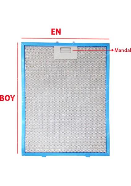 Icanpares Eminçelik Uyumlu En 27,8 cm Boy 35,5 cm - Arka Tırnak 12,5 cm Aspiratör Davlumbaz Metal Yağ Filtresi