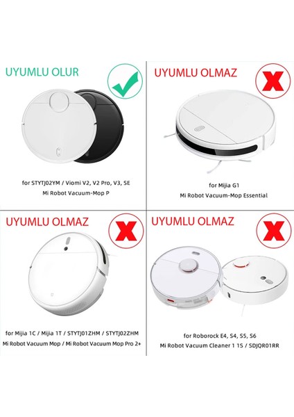 Icanpares Viomi Mijia STYJ02YM V2 Pro V3 Se Süpürge Hepa Yan Fırça Paspas Temizleme Seti