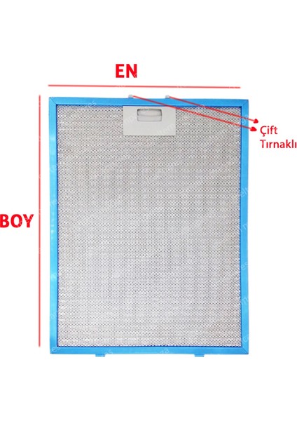 Icanpares Ferre Uyumlu En 26 cm Boy 32 cm - Arka Tırnak 9,5 cm Aspiratör Davlumbaz Metal Yağ Filtresi fiyatları