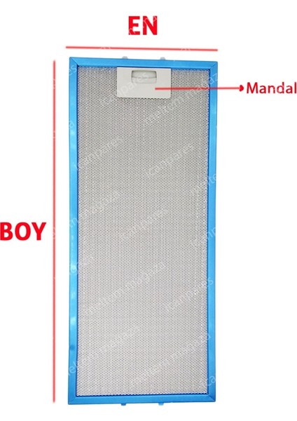 Icanpares Beko Uyumlu En 20,5 cm Boy 48 cm - Arka Tırnak 4,5 cm Aspiratör Davlumbaz Metal Yağ Filtresi