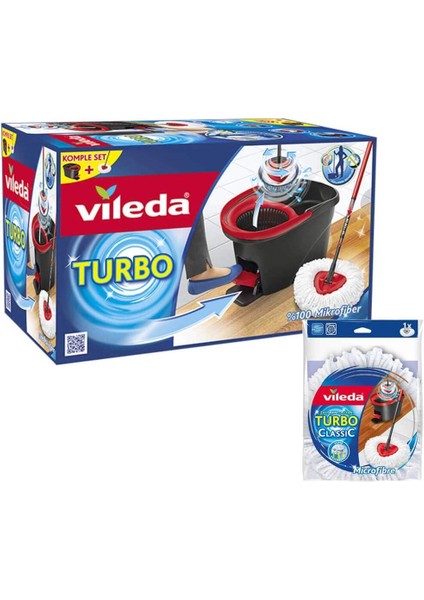 Turbo Pedallı Temizlik Seti + Yedek Mop