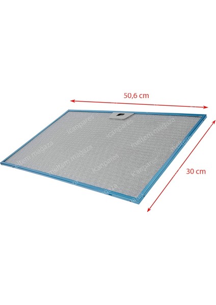 Icanpares Elica Uyumlu En 50,6 cm Boy 30 cm - Arka Tırnak 11,5 cm Aspiratör Davlumbaz Metal Yağ Filtresi fiyatları