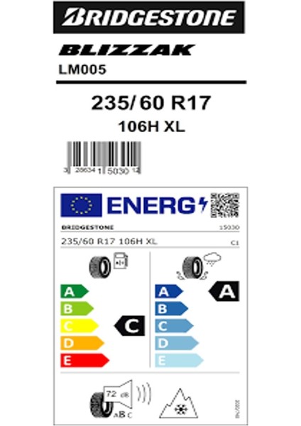 235/60 R17 106H XL Blizzak LM005 Oto Kış Lastiği ( Üretim Yılı: 2023 ) fırsatları