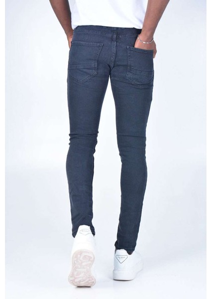 Erkek Skınnyfit Yırtık Kot Pantolon K1400 - Füme