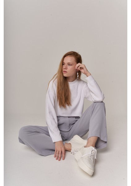 Kadın Gri Yüksek Bel Palazzo Palasia Pantolon fiyatları