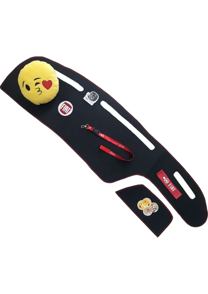 Tusba Market Fiat Tipo - Tempra Nakışlı Göğüs Torpido Halısı / Emoji Yastık