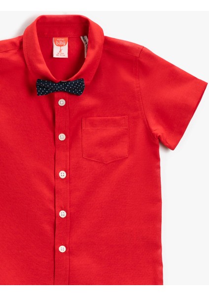 Erkek Bebek Kısa Kollu Papyonlu Gömlek modelleri