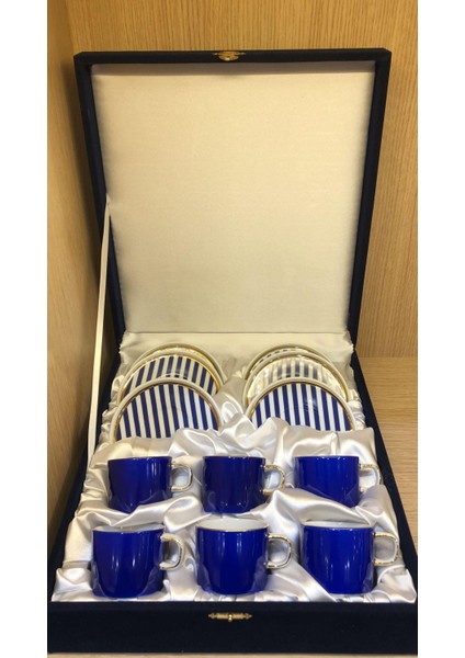 Altın Yaldızlı El Dekoru 6 Kişilik Türk Kahve Fincan Takımı