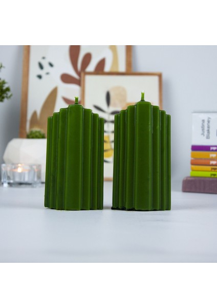 Dekoratif Buzdağı Mum Seti Yeşil