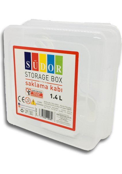 Iki Gözlü Saklama Kabı Kaşıklı 1,4 Litre Şeffaf