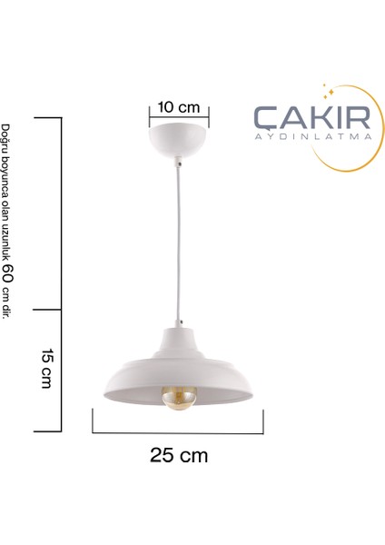 Çakır Aydınlatma Fiyona Sıvama Beyaz Tekli Sarkıt Avize