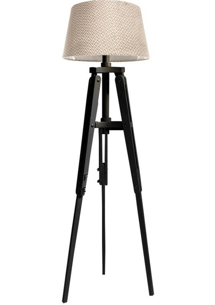 Piega Tripod Lambader Abajur Avize Aydınlatma Ahşap Siyah Ağaç Country Dekor Lamba Aplik Masif Doğal