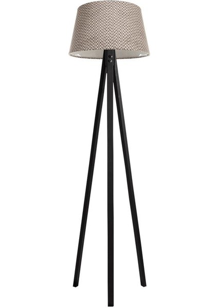 Düz 3 Ayak Tripod Lambader Abajur Avize Aydınlatma Ahşap Siyah Ağaç Country Dekor Lamba Aplik Masif Doğal