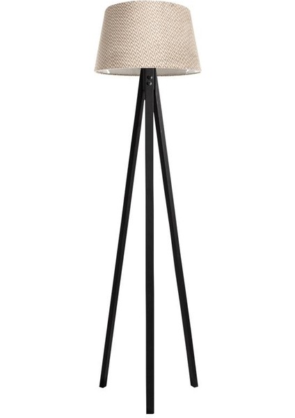 Düz 3 Ayak Tripod Lambader Abajur Avize Aydınlatma Ahşap Siyah Ağaç Country Dekor Lamba Aplik Masif Doğal