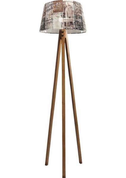 Düz 3 Ayak Tripod Lambader Abajur Avize Aydınlatma Ahşap Naturel Ağaç Country Dekor Lamba Aplik Masif Doğal