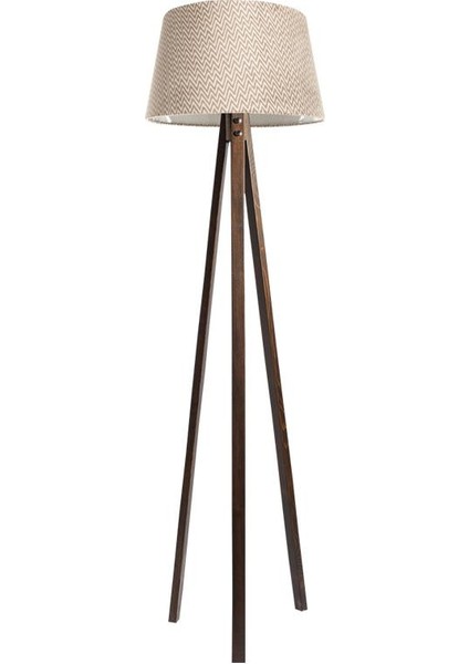 Düz 3 Ayak Tripod Lambader Abajur Avize Aydınlatma Ahşap Ceviz Ağaç Country Dekor Lamba Aplik Masif Doğal