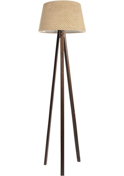 Düz 3 Ayak Tripod Lambader Abajur Avize Aydınlatma Ahşap Ceviz Ağaç Country Dekor Lamba Aplik Masif Doğal