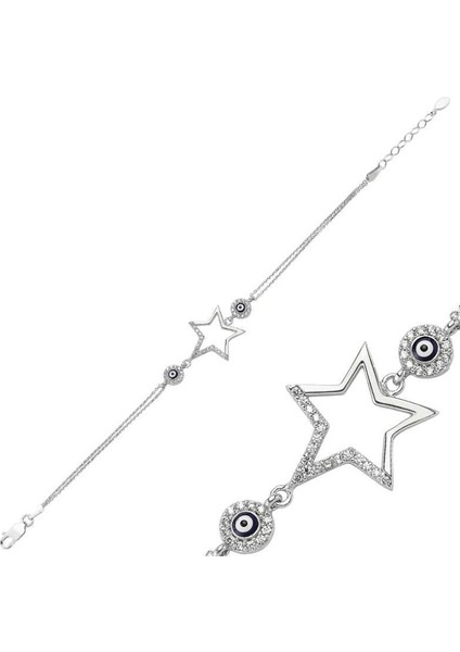 Yıldız Nazar Detay 925 Ayar Gümüş Bileklik