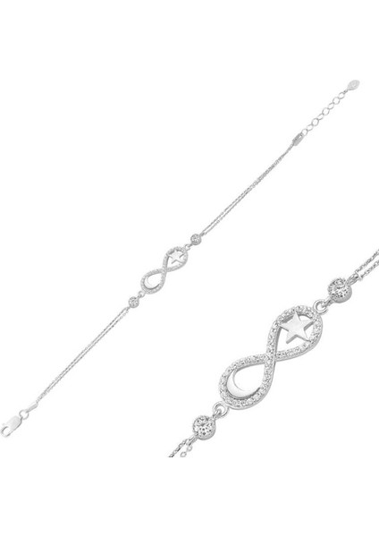 Ay Yıldız Sonsuzluk 925 Ayar Gümüş Bileklik