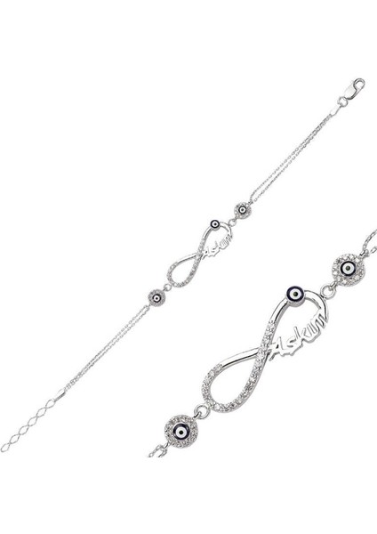 Aşkım Yazılı Sonsuzluk 925 Ayar Gümüş Bileklik