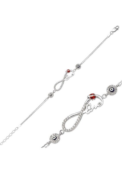 Love Yazılı Sonsuzluk 925 Ayar Gümüş Bileklik