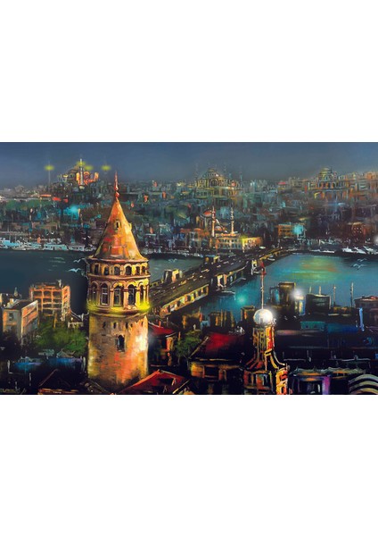 Kanvas Baskı Tablo Galata Gece