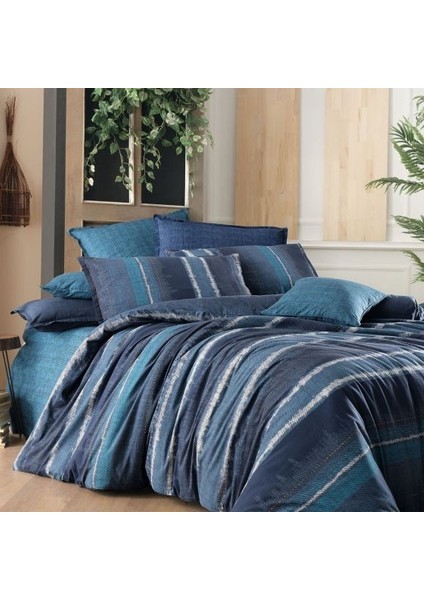 De Jack Ranforce Yıkamalı Nevresim Takımı Çift Kişilik Mavi modelleri