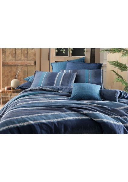 De Jack Ranforce Yıkamalı Nevresim Takımı Çift Kişilik Mavi fırsatları