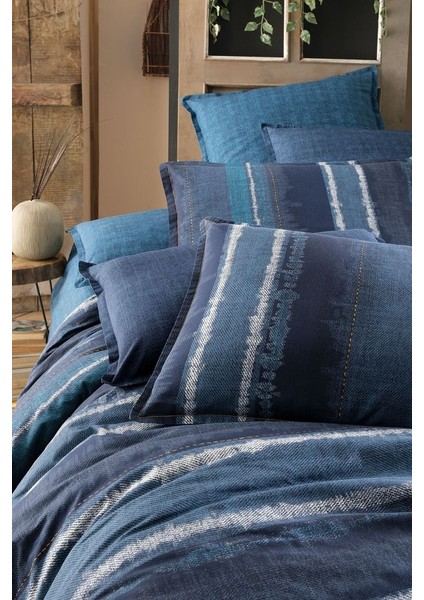 De Jack Ranforce Yıkamalı Nevresim Takımı Çift Kişilik Mavi fiyatları