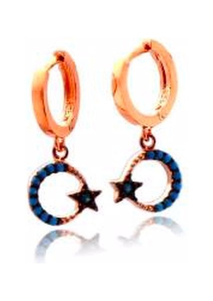 Ay Yıldız 925 Ayar Gümüş Küpe