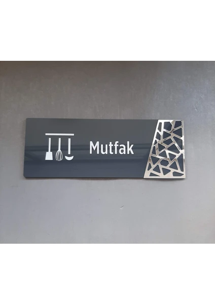 Antrasit Silver Pattern Seri Mutfak Kapı Isimliği 24 x 9 cm 1 Adet